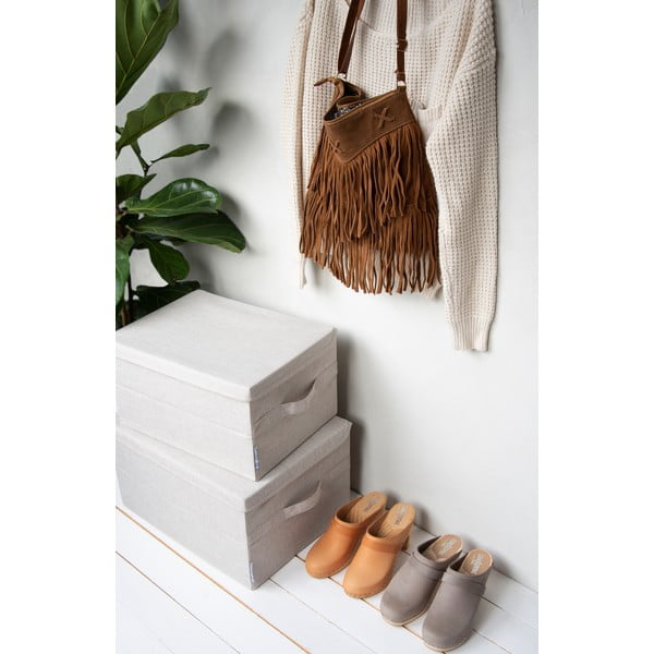 Bež tekstilna kutija za pohranu s poklopcem 40x30x22 cm Soft Storage – Bigso-image-2