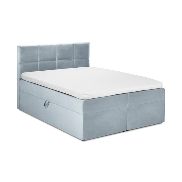 Blijedoplavi bračni krevet od baršuna Mazzini Beds Mimicry, 160 x 200 cm