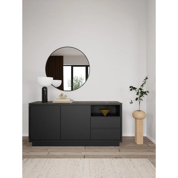 Crna komoda od MDF-a 160x75x40 cm Tribeca – Actona-image-1