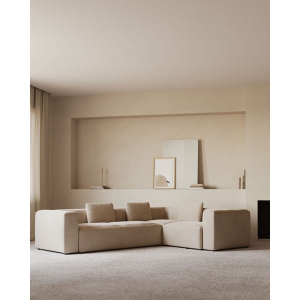 Bež kutna garnitura od šenila Blok – Kave Home-image-1
