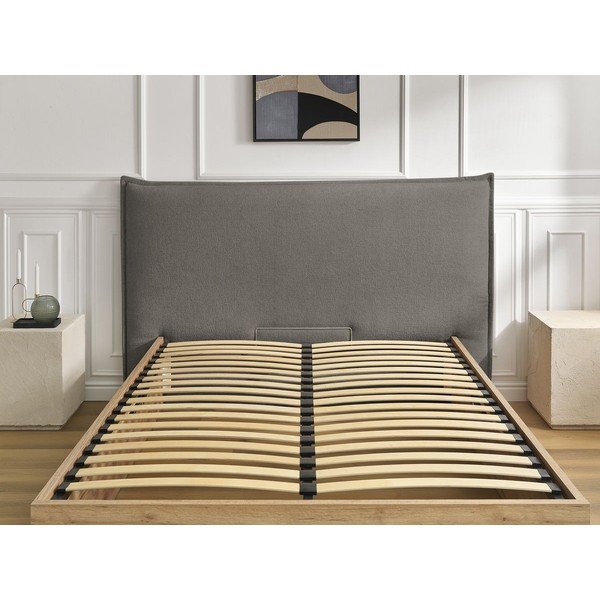 Sivi/smeđe-sivi podstavljeni tapecirani/od iverice bračni krevet s prostorom za odlaganje s podnicom 180x200 cm Charlie – Bobochic Paris-image-4