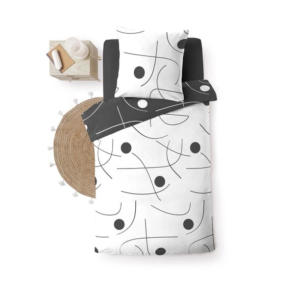 Bijela/tamno siva posteljina za krevet za jednu osobu od mikrovlakana 140x200 cm Sonate – douceur d'intérieur-image-2