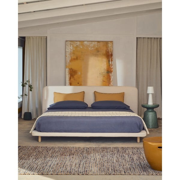 Bež tapecirani bračni krevet 180x200 cm Odum – Kave Home-image-3