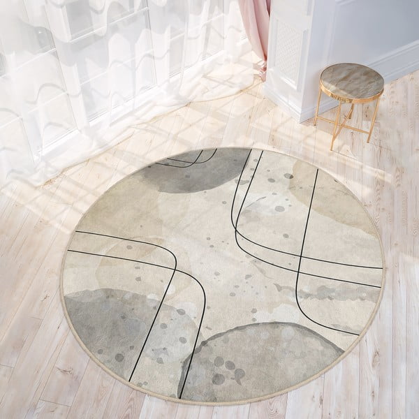 Bež perivi okrugao tepih ø 120 cm Simple Lines – Mila Home-image-3