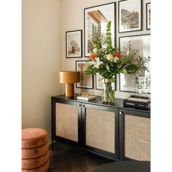 Staklena vaza s metalnim elementom u zlatnoj boji Westwing Collection Lori, visina 29 cm-image-1