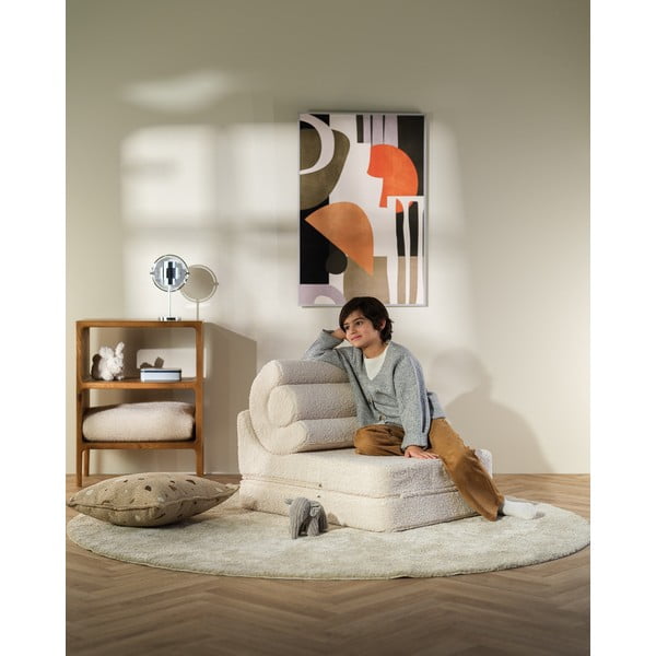 Krem dječja fotelja od bouclé tkanine Flipster – Wigiwama-image-3