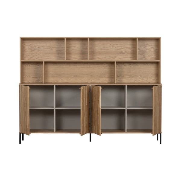 Biblioteka u dekoru hrasta u prirodnoj boji 200x150x44 cm Gravure – WOOOD-image-2