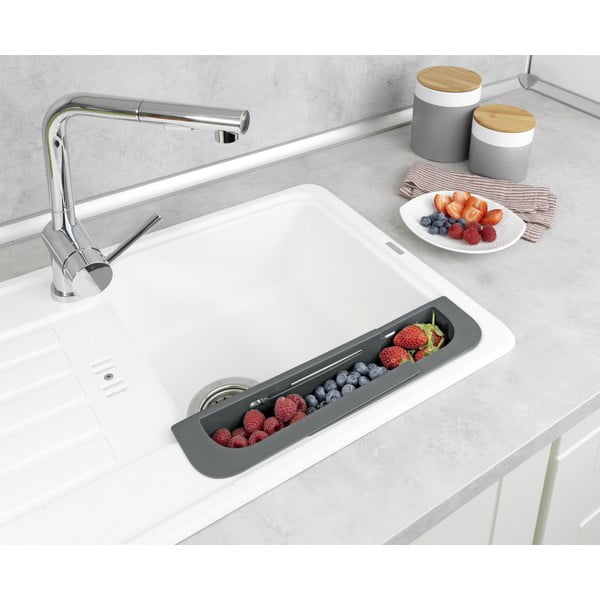 Sivi plastičan teleskopski ocjeđivač za sudoper 49,5x8,5 cm Fino – Wenko-image-3