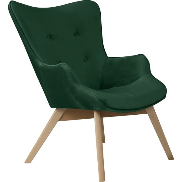 Tamno zelena baršunasta fotelja Niko – Ropez