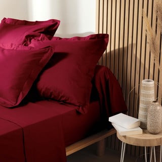 Crvena plahta s gumom od organskog pamuka 160x200 cm Biolina – douceur d'intérieur