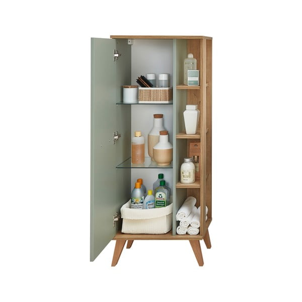 Zeleni visoki kupaonski ormarić u dekoru hrasta 51x128 cm Set 963 - Pelipal-image-4