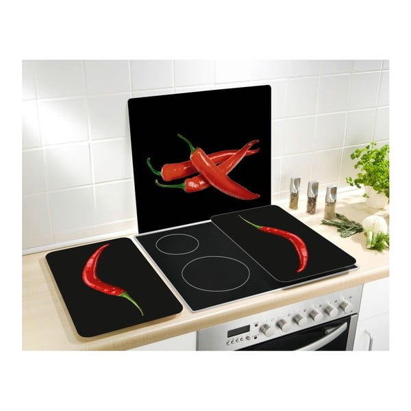 Staklena zaštita za kuhinjski zid iza štednjaka Wenkoo Peperoni, 50 x 56 cm-image-2
