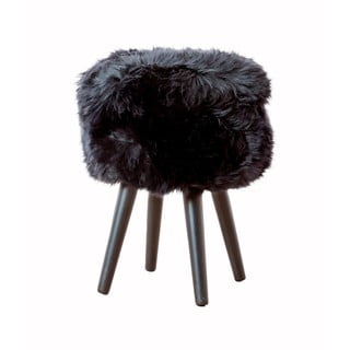 Stolica sa crnim sjedalom od ovčjeg krzna Native Natural Black, ⌀ 30 cm