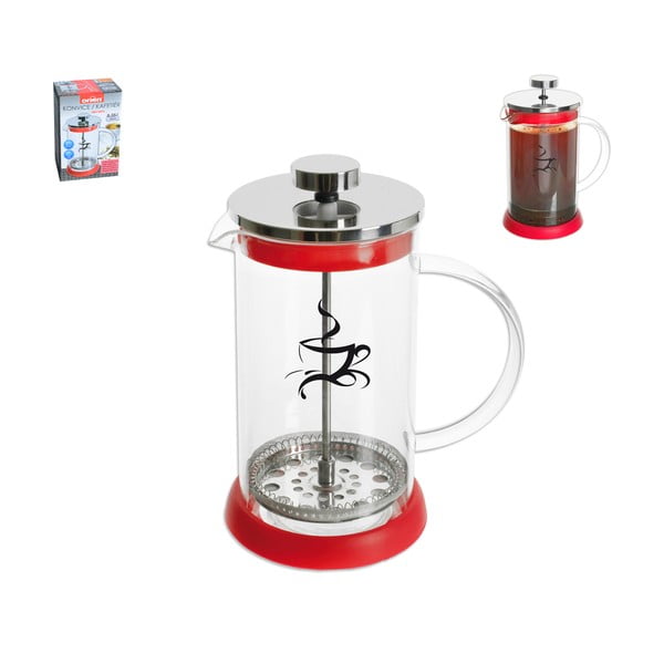 Crveni stakleni čajnik s Orion Kafetier cjediljkom, 350 ml