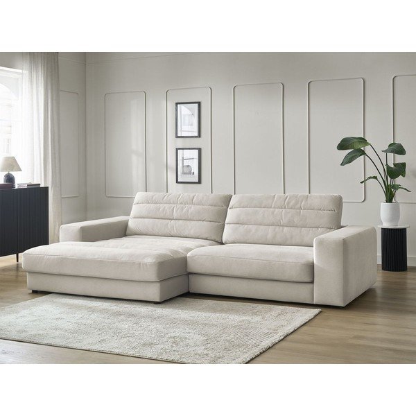 Bež baršunasti kutna garnitura (s lijevim kutom/s ležaljkom) Sierra – Bobochic Paris-image-1