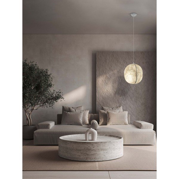 Bijela metalna viseća svjetiljka s tekstilnim sjenilom ø 42 cm Pierida – Nova Luce-image-1