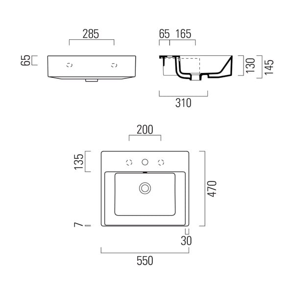 Bijeli keramički umivaonik 55x47 cm Kube X – Sapho-image-2