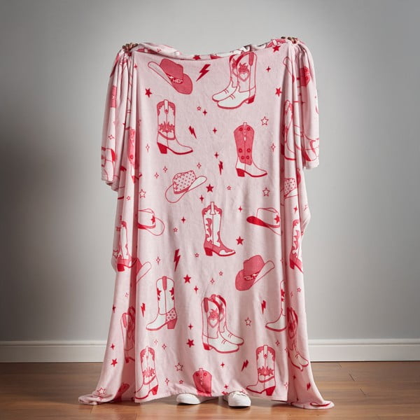 Ružičasti prekrivač od mikropliša 200x240 cm Cowgirl Boot – Sassy B-image-4