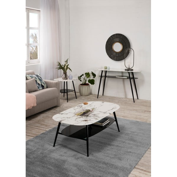 Bijelo-crni stolić sa staklenom pločom u mramornom dekoru Marckeric Alina-image-1