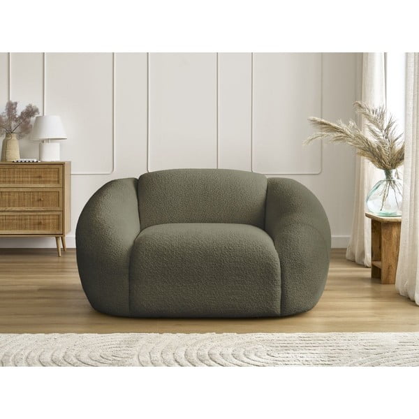 Zelena fotelja od bouclé tkanine Tina – Bobochic Paris-image-3