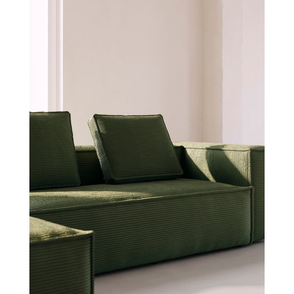 Zeleni ukrasni jastuk za sjedeću garnituru od samta Blok – Kave Home-image-1