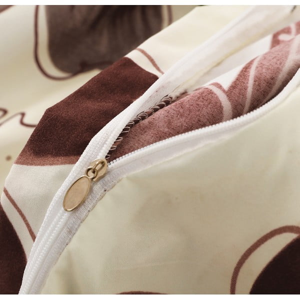 Smeđe-krem mikrosatenska posteljina za krevet za jednu osobu 140x200 cm u setu od 6 kom. Scarlet - My House-image-1