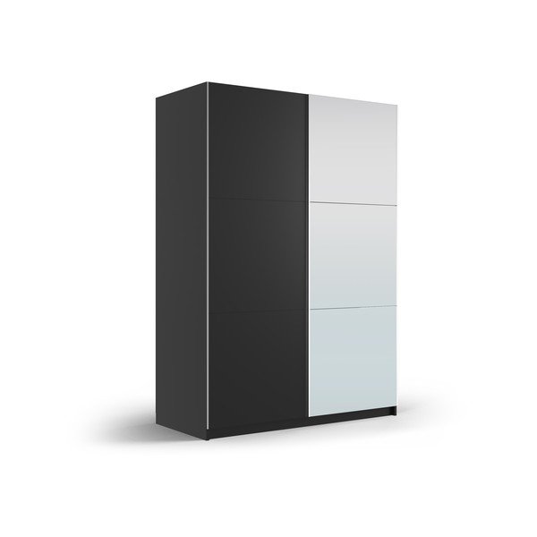 Crni ormar s ogledalom i kliznim vratima 151x215 cm Lisburn - Cosmopolitan Design-image-1