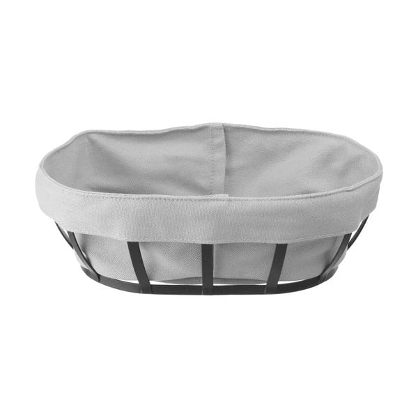 Crno-siva košara za pecivo s tekstilnom podstavom Hendi, 16 x 25 cm-image-1