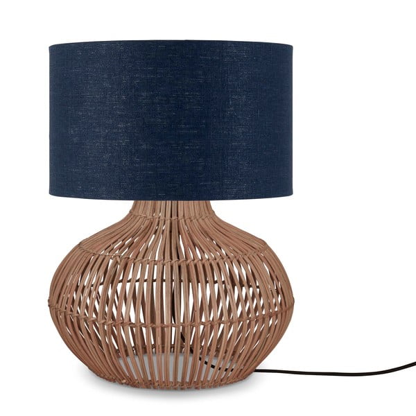Tamno plava/u prirodnoj boji stolna lampa s tekstilnim sjenilom (visina 48 cm) Kalahari – Good&Mojo