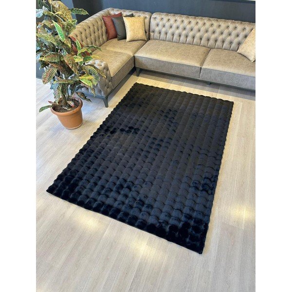Crni periv tepih 150x230 cm Bubble Black – Mila Home-image-3