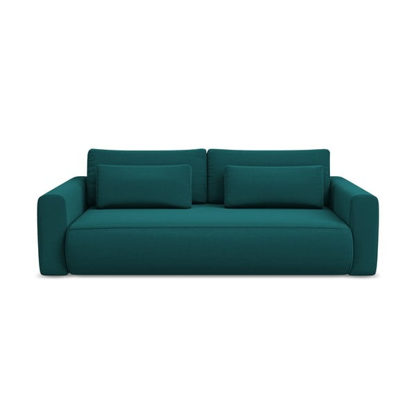 Tirkizna baršunasti sklopiva/s prostorom za odlaganje sofa 238 cm Kapua – Makamii