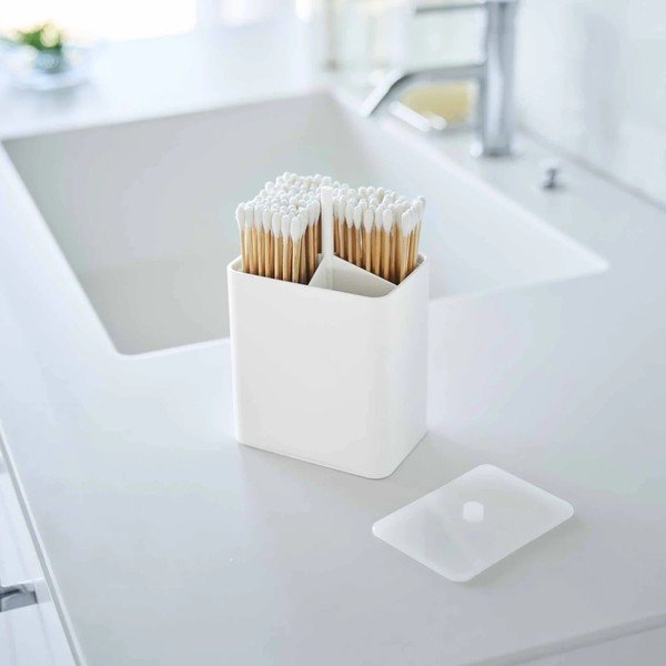 Bijeli plastičan kupaonski organizator za pamučne vatice Tower – YAMAZAKI-image-3
