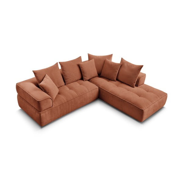 Kutna garnitura od šenila boja terakote (s desnim kutom/u obliku slova L) Whesley – Bobochic Paris-image-4