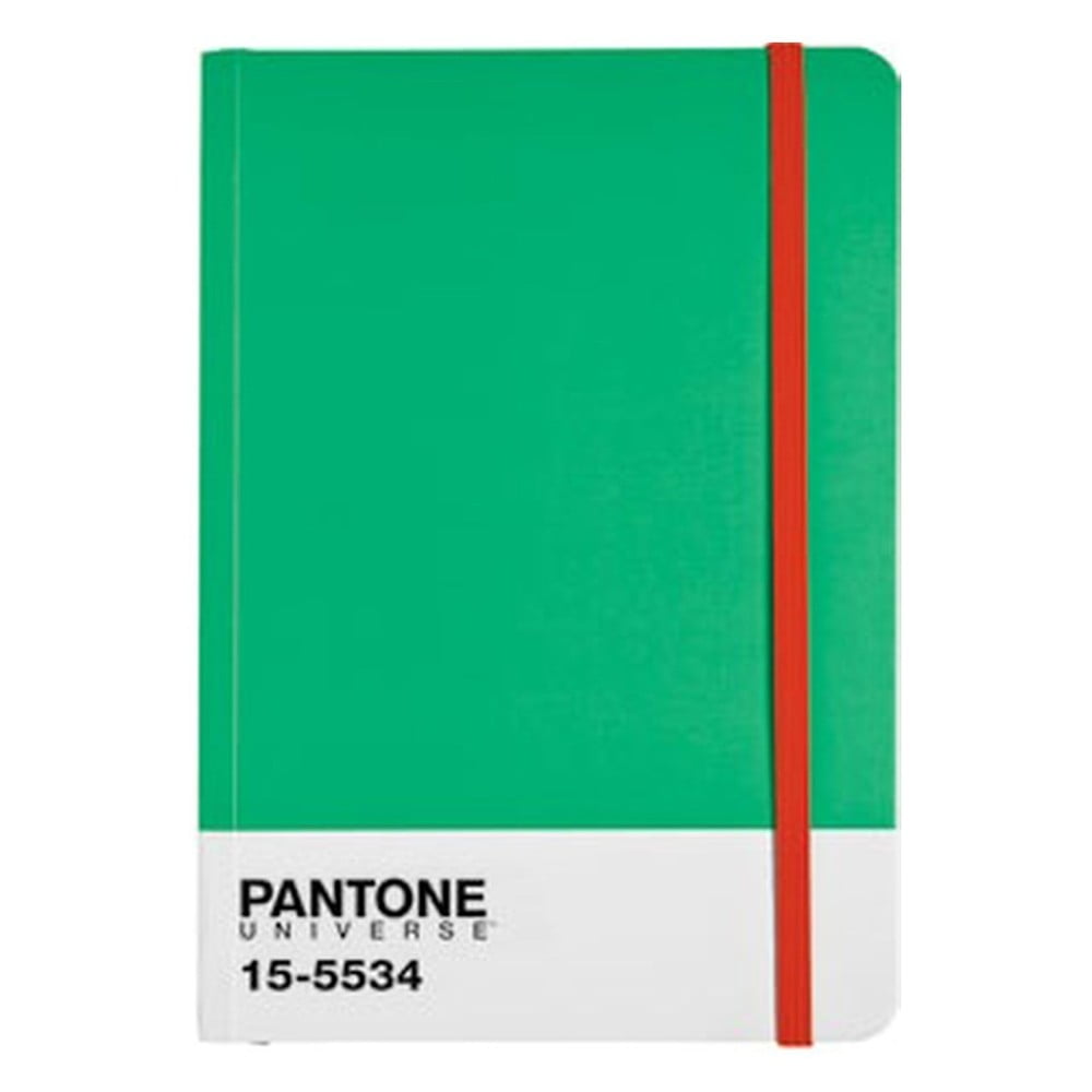 A4 bilježnica s gumicom u boji Fern Green / Poppy Red 15-1534