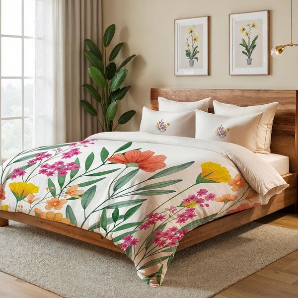 Krem posteljina za krevet za jednu osobu 200x140 cm Clementine – Mijolnir-image-1