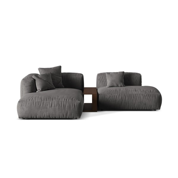 Siva baršunasti kutna garnitura (s lijevim kutom/s ležaljkom) Martina – Micadoni 