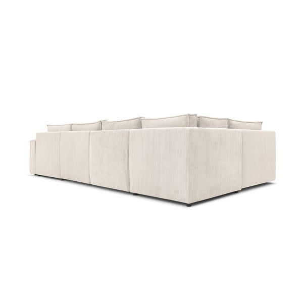 Krem kutna garnitura od samta (s lijevim kutom/u obliku slova "U") Nihad modular – Bobochic Paris-image-4