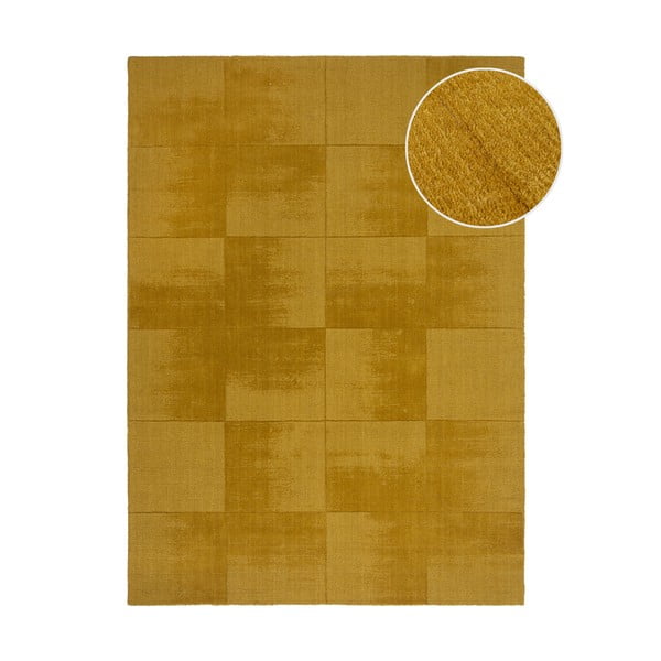 Oker žuti ručno rađen vunen tepih 120x170 cm Demi Check Ombre – Flair Rugs