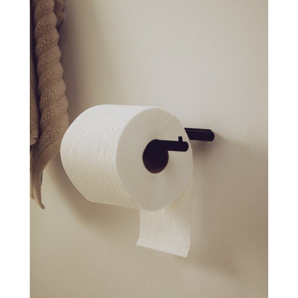 Crni zidni držač toaletnog papira od nehrđajućeg čelika Arely – Kave Home-image-1