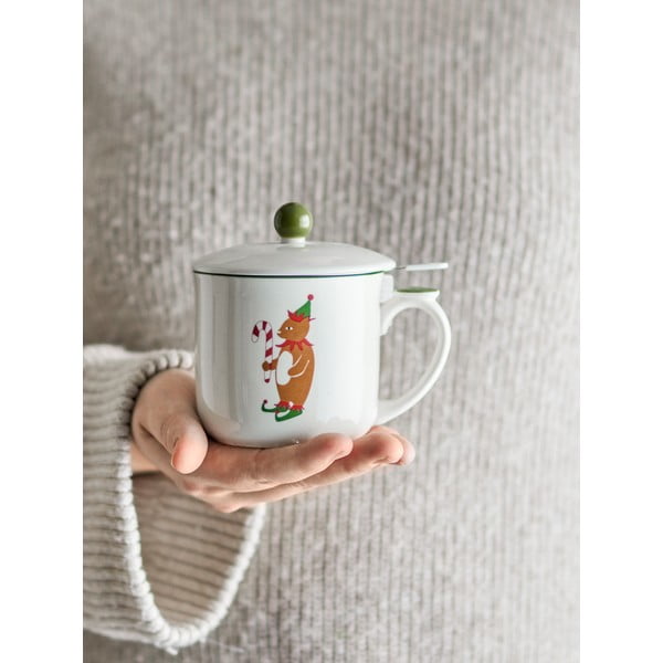 Krem šalica s božićnim motivom s cjedilom od kamenine 300 ml Valentin – Bloomingville-image-2