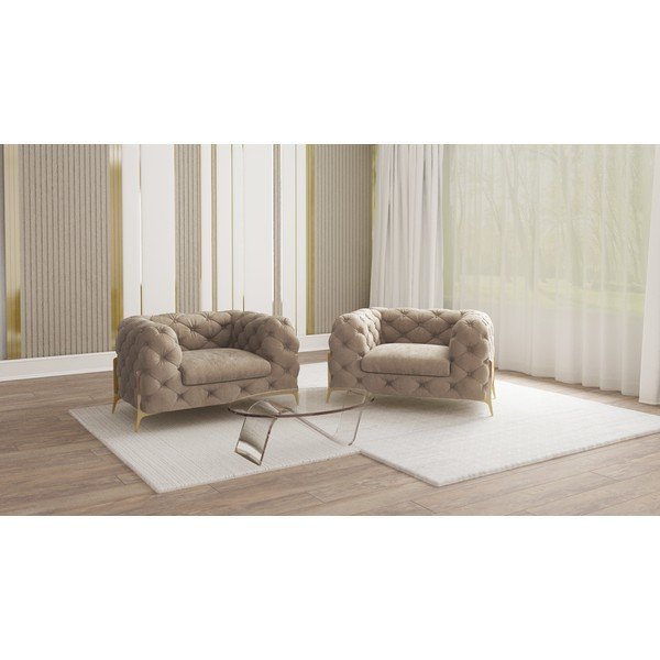 Sivo-bež baršunasti fotelja Chelsea Bis – Ropez-image-1