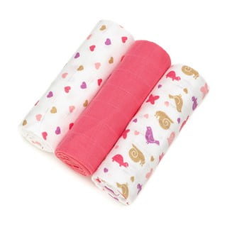 Set od 3 pamučne pelene T-TOMI Tetra Pink Snails, 70 x 70 cm