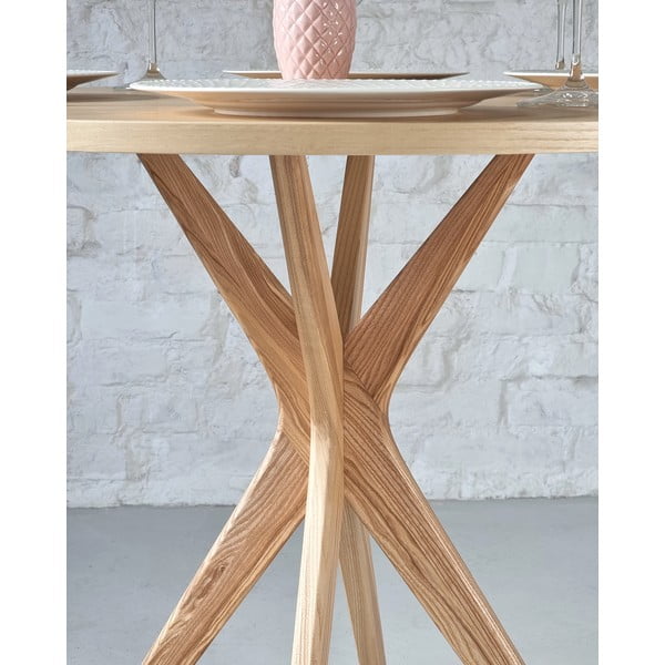 Okrugli blagovaonski stol s pločom stola u dekoru jasena ø 70 cm Jubi – Ragaba-image-3