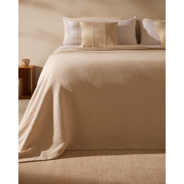 Bež pamučan prekrivač 240x260 cm Bedar – Kave Home-image-1