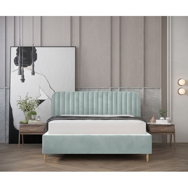 Mentol zeleni tapecirani krevet s prostorom za odlaganje s podnicom 120x200 cm Noto – Maison de Rêve-image-4