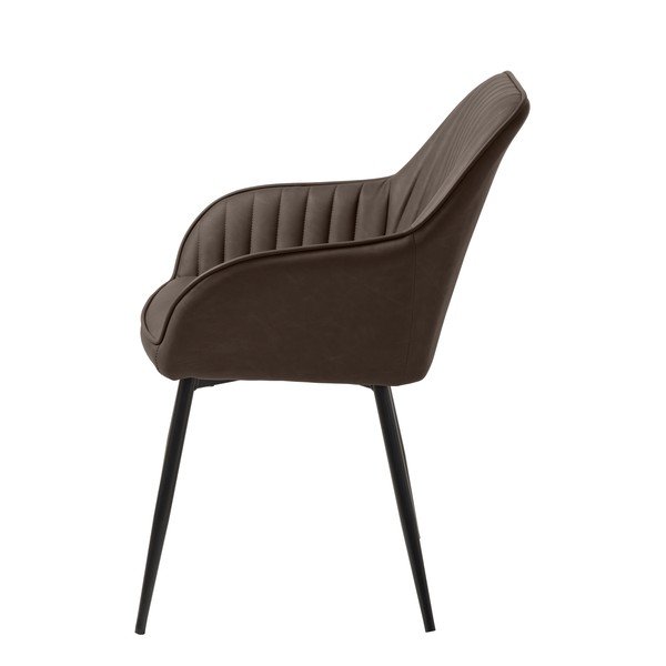 Tamno smeđa podstavljena blagovaonska stolica s naslonima za ruke Melfort – Unique Furniture-image-2