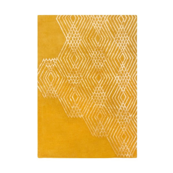 Žuti vuneni tepih Flair Rugs Diamonds, 160 x 230 cm