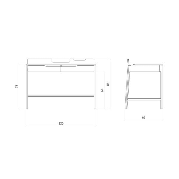 Radni stol od punog hrasta 65x120 cm Twig – The Beds-image-4