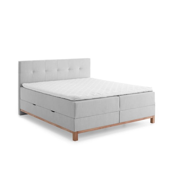 Svijetlo sivi boxspring krevet s prostorom za pohranu 160x200 cm Catania - Meise Möbel
