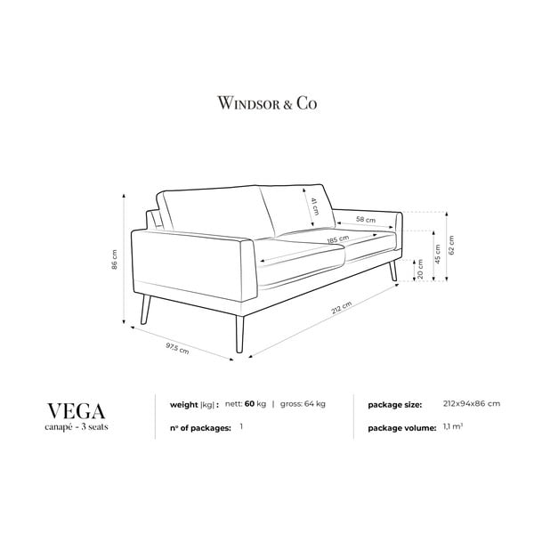 Svijetlo sivi trosjed Windsor &amp; Co Sofas Vega-image-4